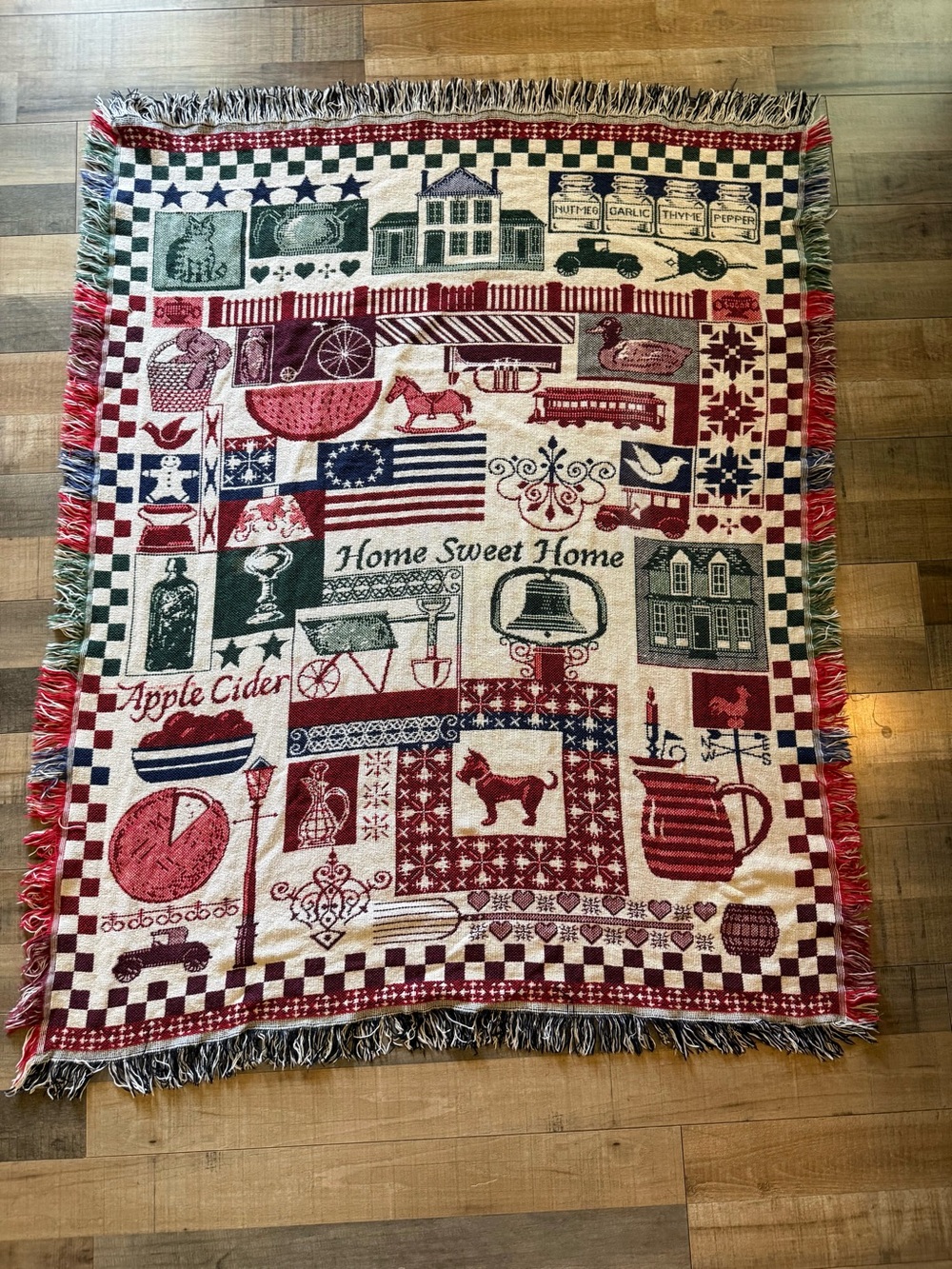 Grandmacore Americana duck, spices flag Woven Tapestry Throw Blanket.